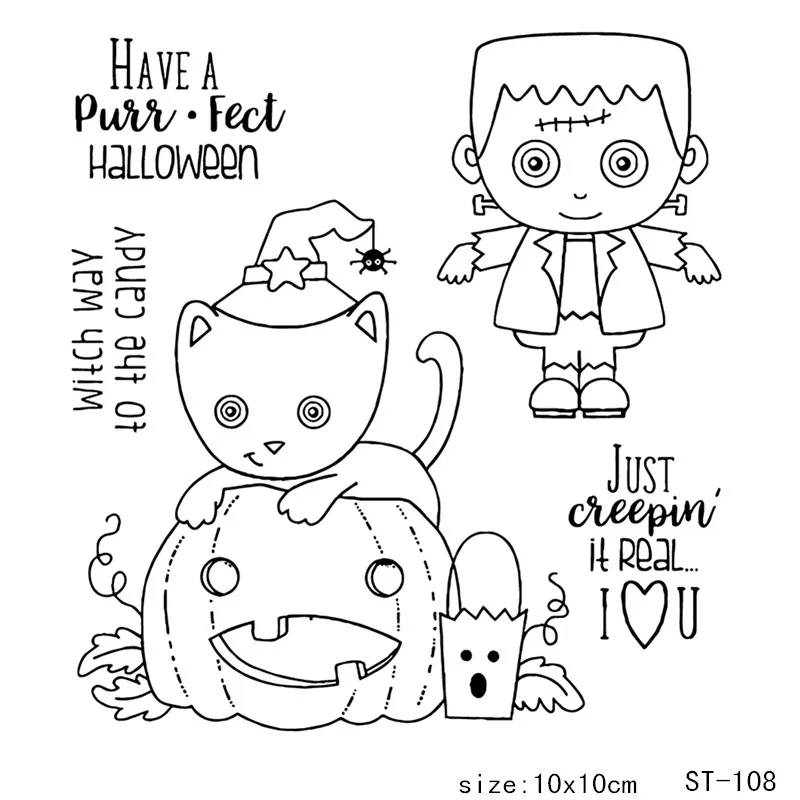 

AZSG Halloween element Pumpkin lantern ghost Clear Stamps For DIY Scrapbooking/Card Making/Album Decorative Silicon Stamp Crafts