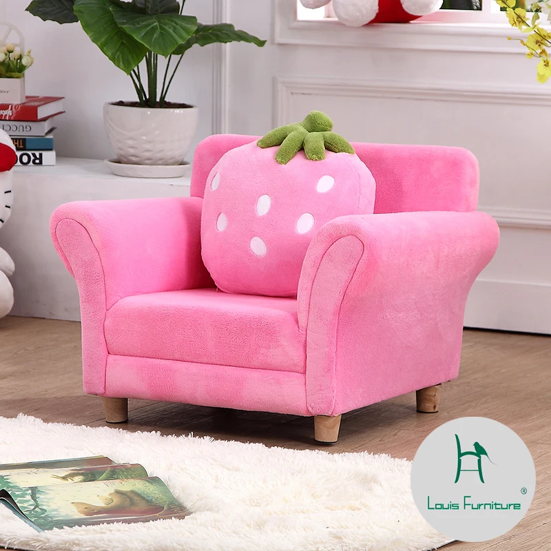 

Louis fashion Children's Sofas cute cartoon cloth art strawberry Pink Princess Baby kindergarten package