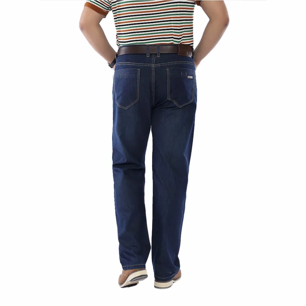 Летние тонкие мужские повседневные мешковатые джинсы размера плюс 30-48, синие мужские хлопковые джинсовые штаны, брендовые легкие высококачественные джинсы для мужчин