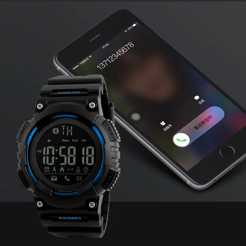 

SKMEI Men Smart Watch Remote Camera Call Reminder Digital Wristwatches Pedometer Waterproof Man Sport Watches Relogio Masculino