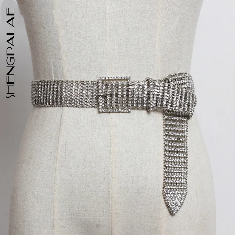 

SHENGPALAE 2019 New Spring Solid Color Individuality Simple Rhinestone Belt Women Fashion Tide QC109