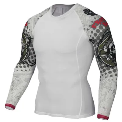 TC123 White Skeleton Волк 3D печатных футболка компрессионные колготки Мужская рубашка для пробежек дышащий с длинным рукавом Спорт Рашгард тренажерный зал велосипедная одежда - Цвет: TC123 White Skeleton