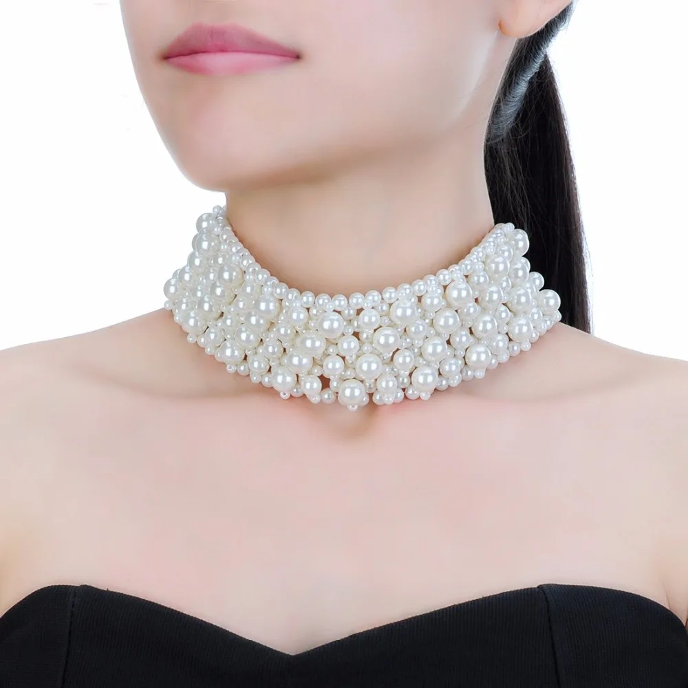 Женский чокер с белым жемчугом 3 цвета|necklace headphone|necklace pendentnecklace children |