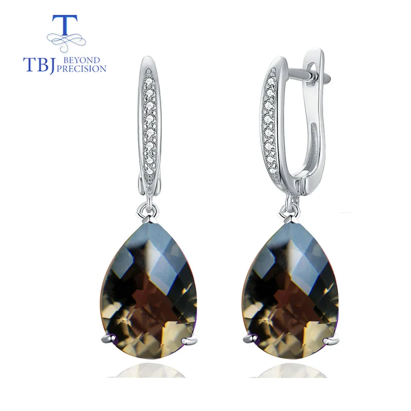Tbj,natural Smoky Quartz Checkerboard Cut 15.5ct Real Gemstone Dangle
