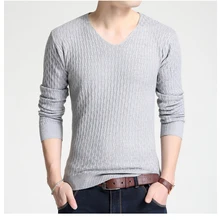 Пуловер Для мужчин свитер модные однотонные Повседневное Slim Fit пуловер Свитера Для мужчин хлопка с v-образным вырезом с длинным рукавом Для мужчин одежда 3XL