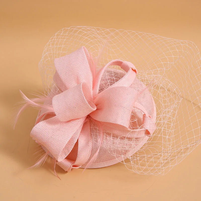 

England Women Flower Fascinator Hat PInk Yellow Wedding Bride Headwear Hair Clip Horse Race Tea CHurch Party Ladies Headpiece