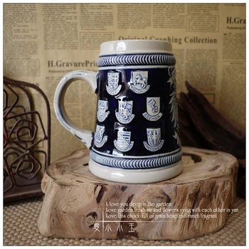 

Art Craft Ceramic German Beer Mug The Eagle Badge Collection Hand Painted Mugs Embossed Pattern Bar Decoration 11*15*15cm