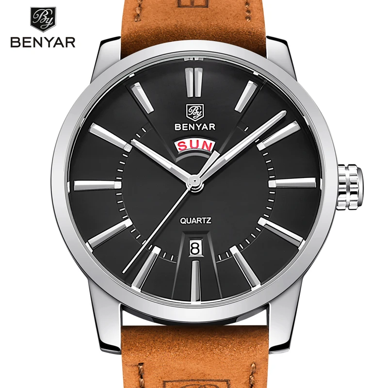

BENYAR Luxury sports watch fashion waterproof 30M leather original military men wristwatch quartz-watch Clock relogio masculino