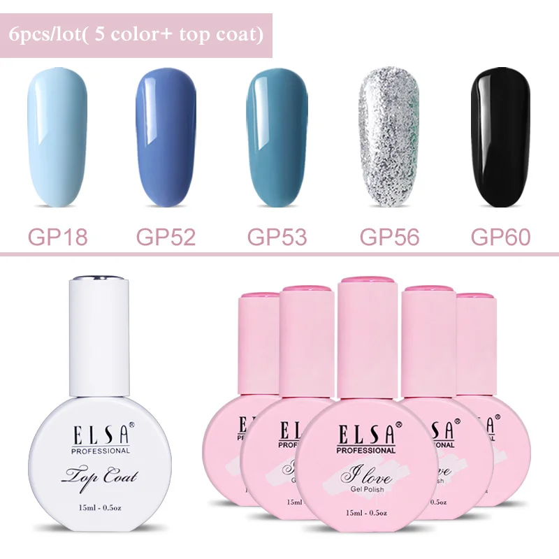 

2019 New Arrival Color base nail Gel Varnish 6pcs a lot 15ml two step gel with top coat Set Soak Off UV LED Gel Nail Polish