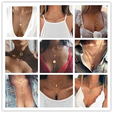 Boho Vintage Multi Layer long Necklaces Pendant Choker Gold Color Tassel Chain Necklace Beach Sexy Body Jewelry for Women Bijoux jujia sexy body women necklaces tassel boho necklace 2017 new designer female statement shoulder chain