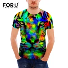 Forudesigns Бег Для мужчин спортивная футболка красочный тигр животных печати быстросохнущая Fit Для мужчин Рубашки для мальчиков спортивной подготовки рукавом носить