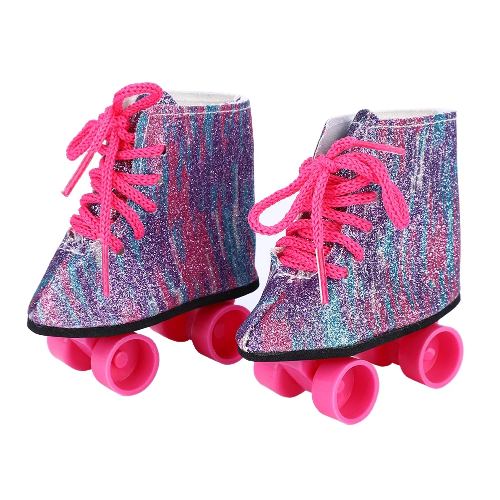 Стиль, Розовая кукла, ручная работа, обувь для катания на коньках, подходит для 43 см, одежда для новорожденных, кукла 18 дюймов, обувь для куклы, лучший подарок на день рождения для детей - Цвет: Colorful