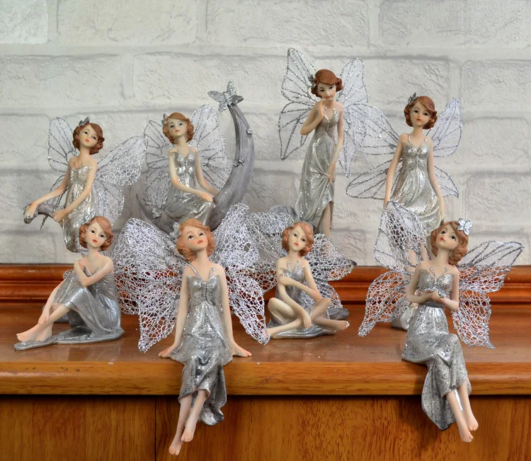

European Style Resin Mother Daughter Angel Elf 2Pcs/Set Artificial Ornaments Crafts Home Decor Birthday Gift Fairy Figurines