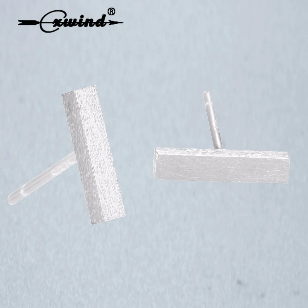 

Cxwind Hot 925 Silver Geometric Square Bar Earrings Minimalist Style Rectangle Shapes Stud Earring For Women Unique Jewelry