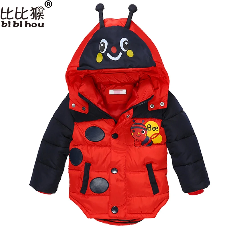 Куртка для маленьких мальчиков г., зимняя куртка для мальчиков, пуховик с капюшоном и рисунком пчелы детская теплая верхняя одежда детская одежда пальто для маленьких мальчиков от 2 до 5 лет