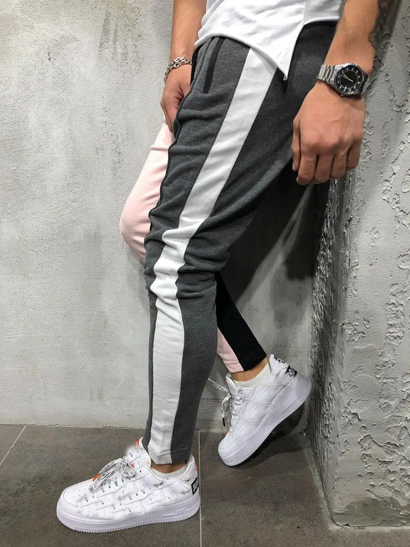 high street patchwork Men Harlan pants sports Hip hop slim fit pants summer yellow cool personality hipster pants