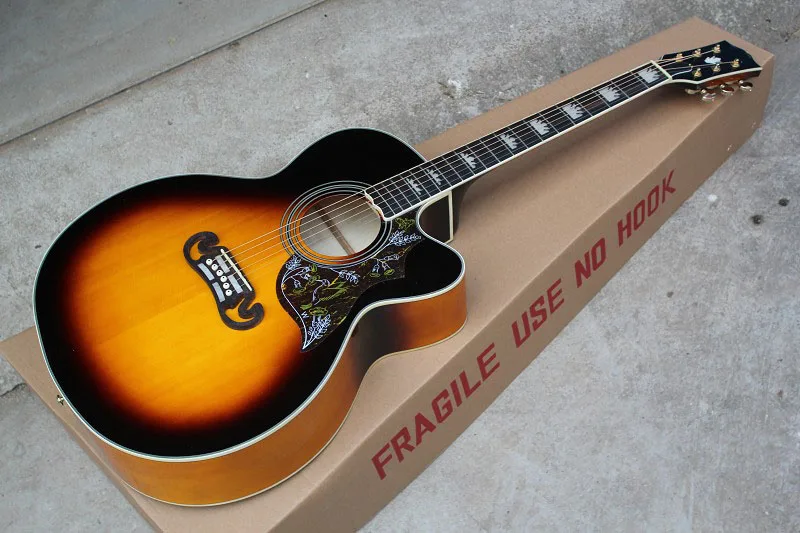 

Free shipping High Quality sj200 Acoustic Guitar Vintage Sunburst can add fisherman pickup add add hardcase in stock .