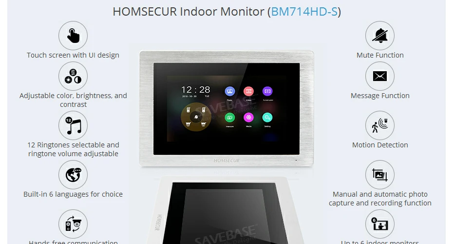 HOMSECUR 4 провода видео и аудио смарт-дверной звонок Поддержка цифровая фоторамка для дома/без каблука BC031HD-B + BM714HD-S
