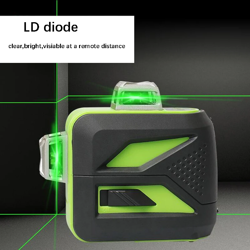 Huepar бренд 12 линий 3D LD диодный лазерный уровень самонивелирующийся 360 горизонтальный вертикальный крест супер мощный зеленый лазерный луч