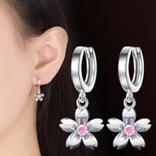 NEHZY-boucles d'oreilles en argent sterling 925 pour femmes, bijoux de personnalité, à la mode, mignons, petits, frais et simples, petites fleurs de cerisier