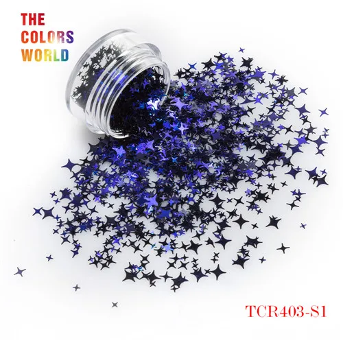 TCT-132, 12 цветов, четыре угла, форма звезд, блестки для ногтей, блестки для украшения ногтей, макияж, боди-арт, сделай сам - Цвет: TCR403-S1  50g