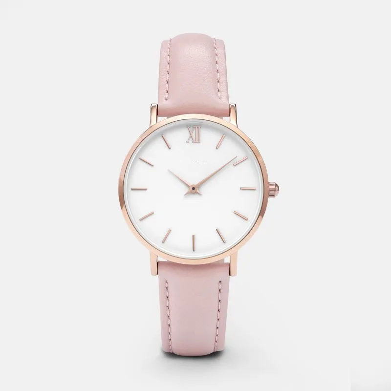 pink Новые Модные Простые Женские часы женские повседневные кожаные кварцевые часы женские часы Relogio Feminino Montre Femme Zegarek Damski - Цвет: pink