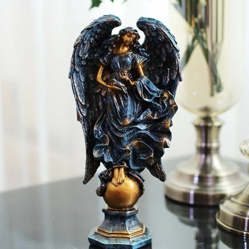 

Retro Goddess Of Victory Angel Figurines Mascot Victory Goddess Art Sculpture Resin Art&Craft Home Decoration Ornaments R814