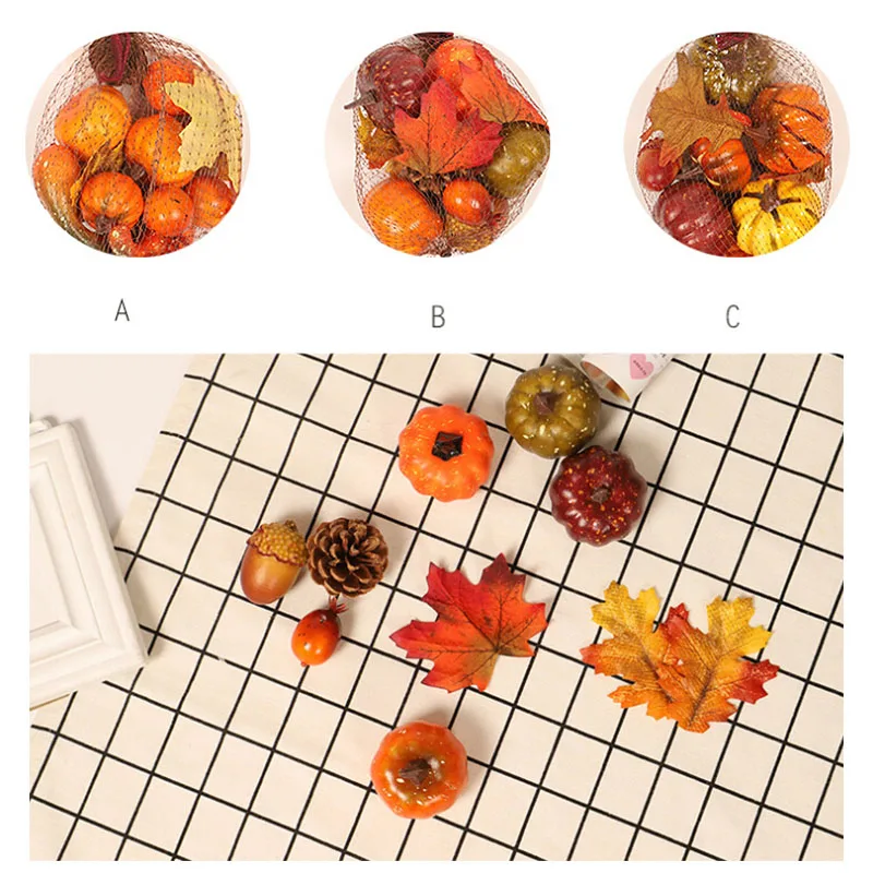 

Artificial Pumpkins Mini Fake Pumpkins with Simulated Maple Leaves for Halloween Thanksgiving Ornaments Home Party Decoration