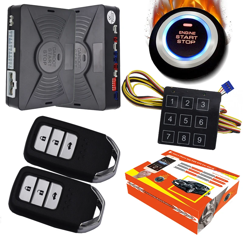 Auto Car Alarm remote Engine start stop Push Button Start Stop passive