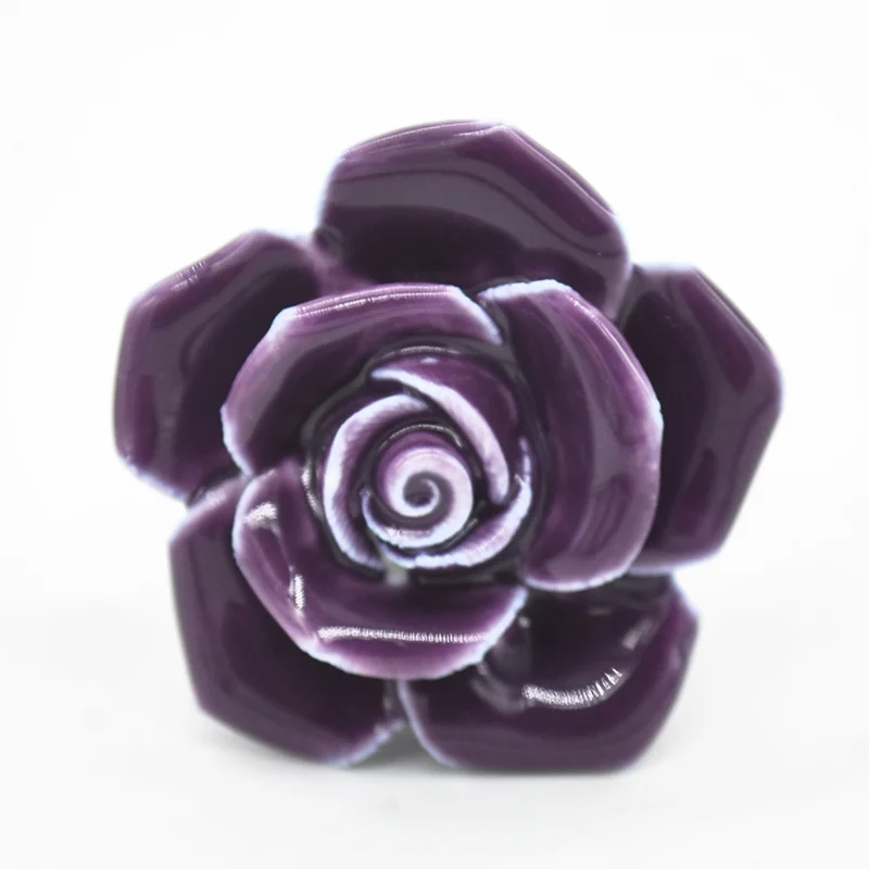 

5 Colors Kitchen Handles Rose Handles Cabinet Ceramic Knobs Flower Dresser Closet Kids Bedroom Furniture