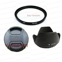 Premium Glass UV Filter Kit with Lens Hood & Cap - 52mm