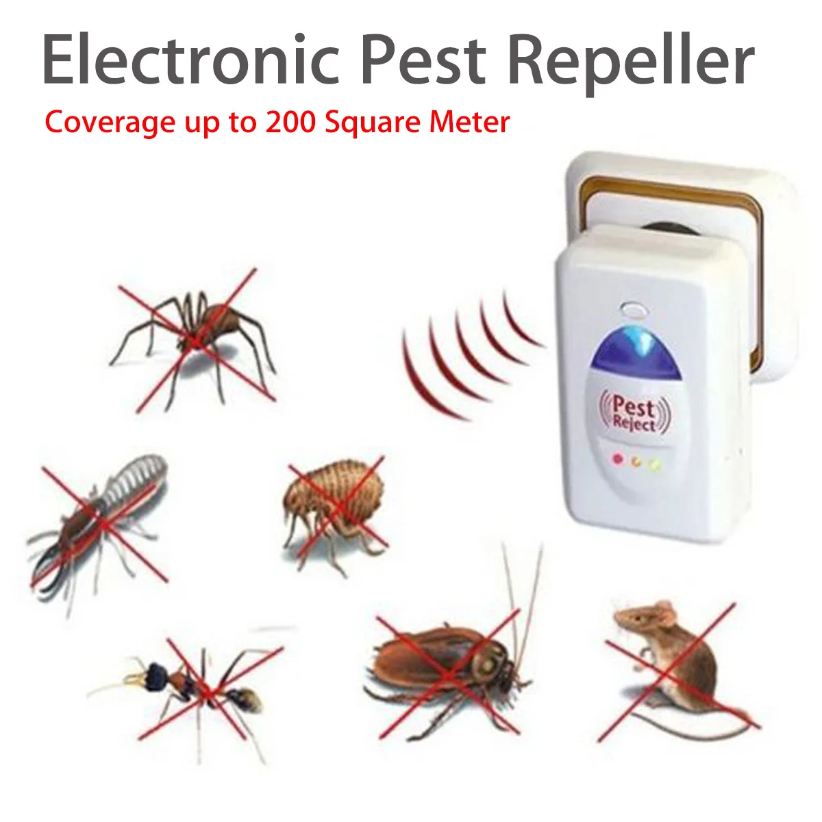 

220V Effective light Ultrasonic Repeller Control Electronic Pest Repellent Mice Rodent Cockroach Mosquito Insect Killer