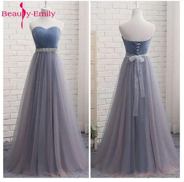 Beauty Emily High Quality Tulle Long Short Bridesmaid Dresses 2018 Formal A-line Vintage Party Prom Dresses Off the Shoulder   1