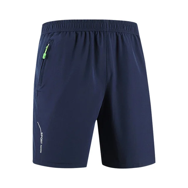 Открытый Для мужчин женские шорты для бега обучение футбол теннис тренировки быстросохнущая дышащии эластичные для талии Спортивные шорты с карманом на молнии - Цвет: Синий