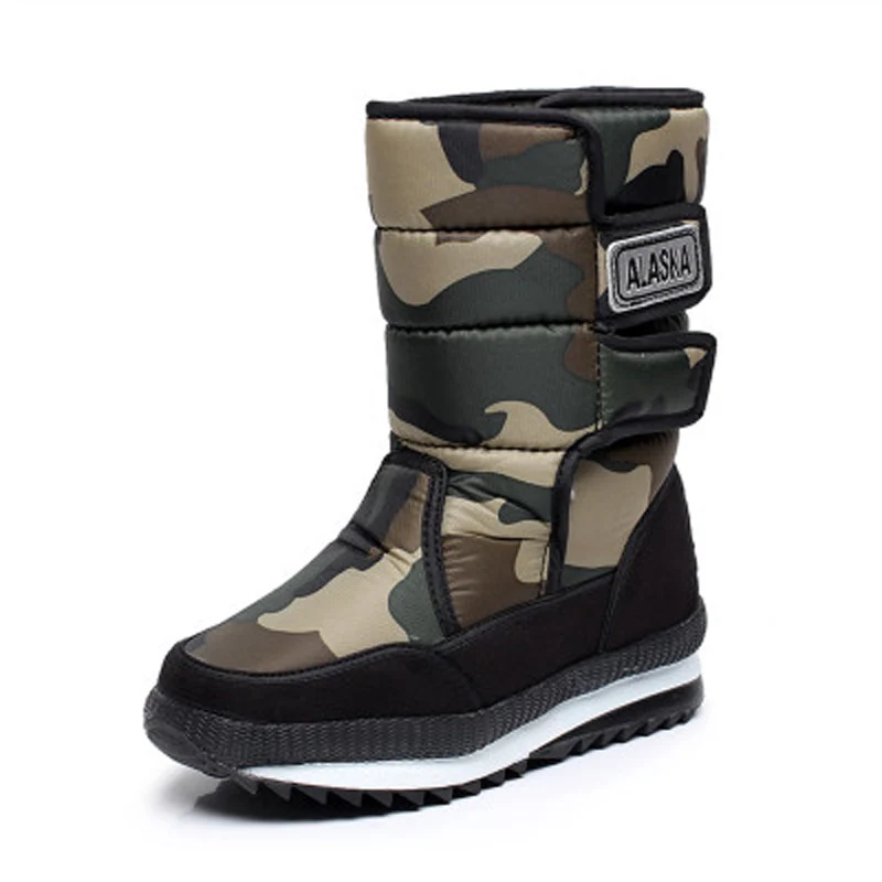 New Winter Outdoor Men Boots Tube Warm Thick Waterproof Non Slip Padded Men Shoes Camouflage Snow