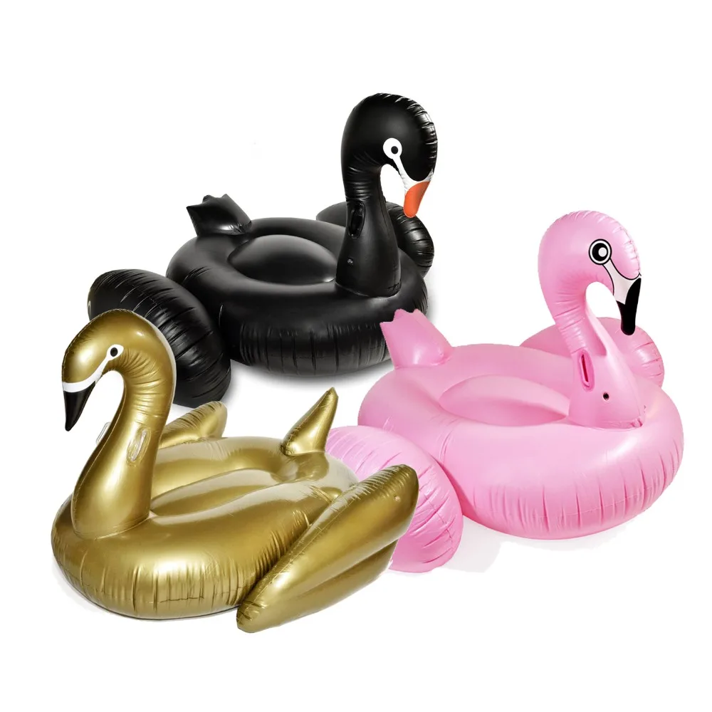 

Hot sale Floating row Giant Gold / Black / Pinck Swan Inflatable Pool Float with Rapid Valves