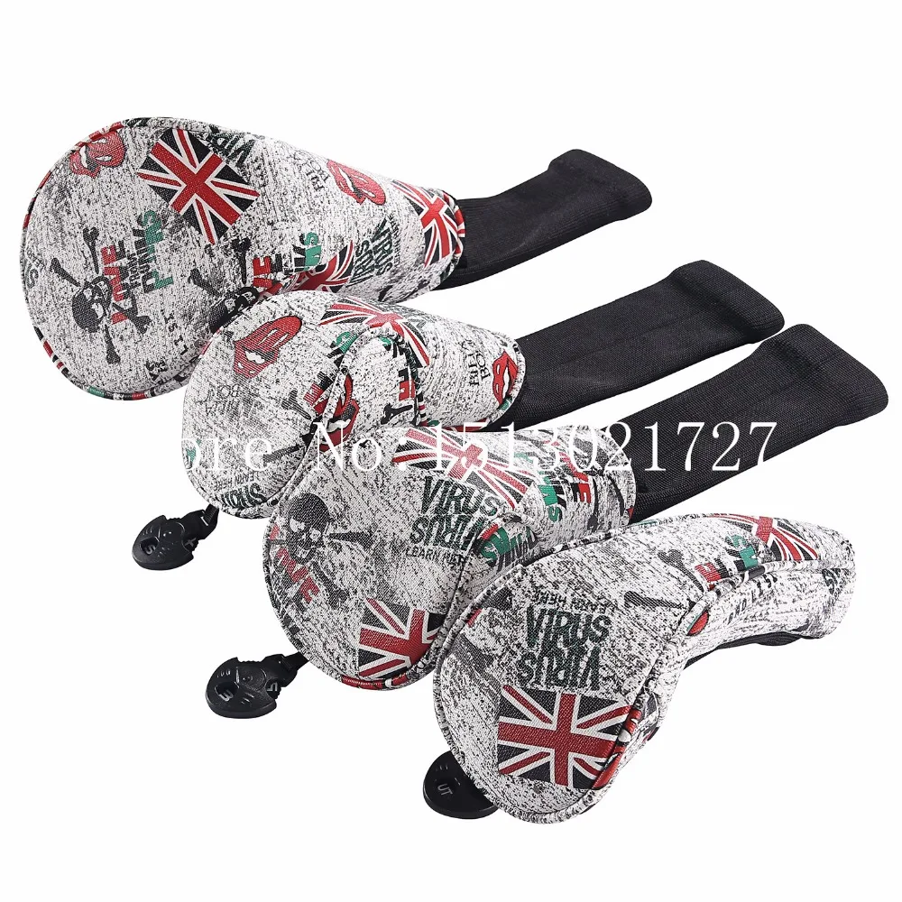 Union Jack With Skull Golf Club Head Cover Golf Wood Headcover Driver