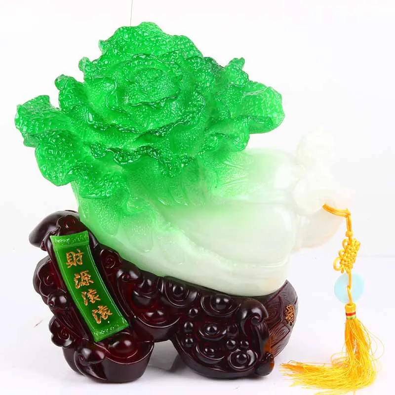 [August] New imitation jade cabbage toad ornaments Lucky Crafts Home