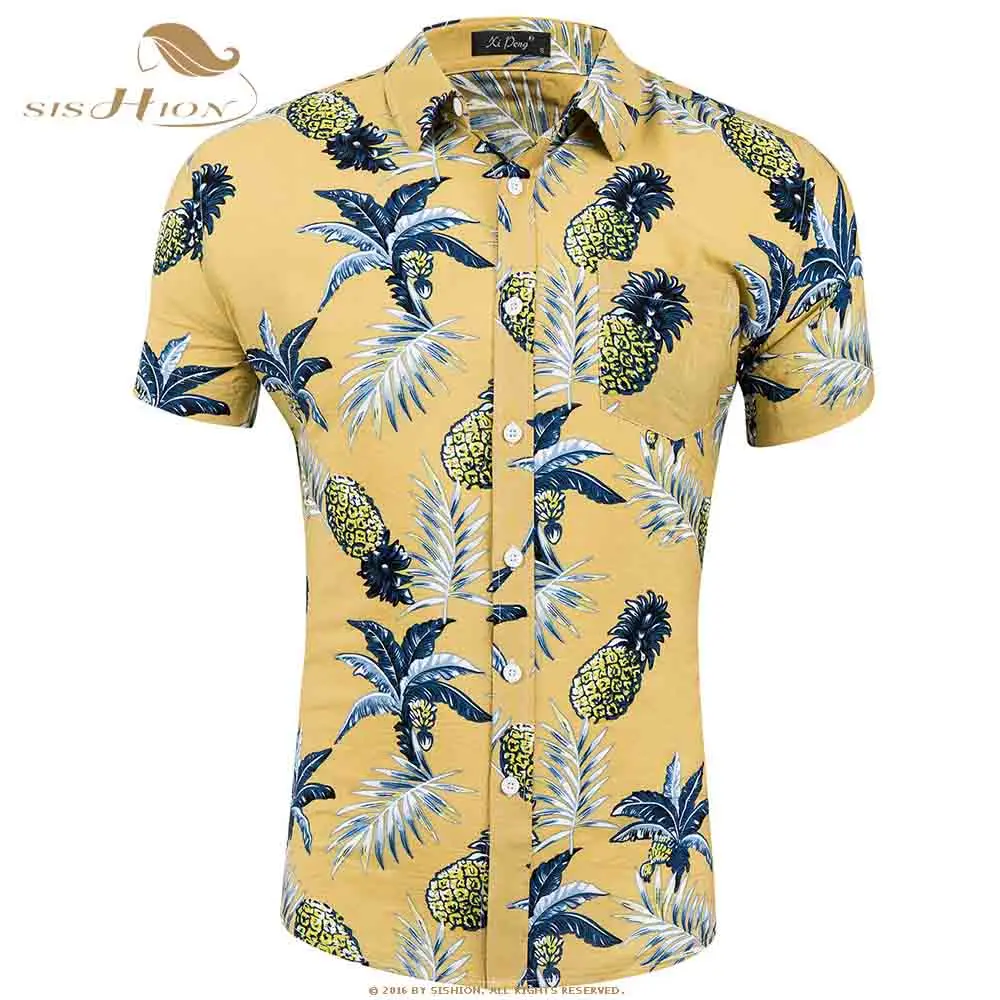SISHION 2019 Повседневное Лето Для мужчин s с коротким рукавом пляжный Гавайские рубашки GD024 Повседневное цветочный стандартные для рубашек плюс