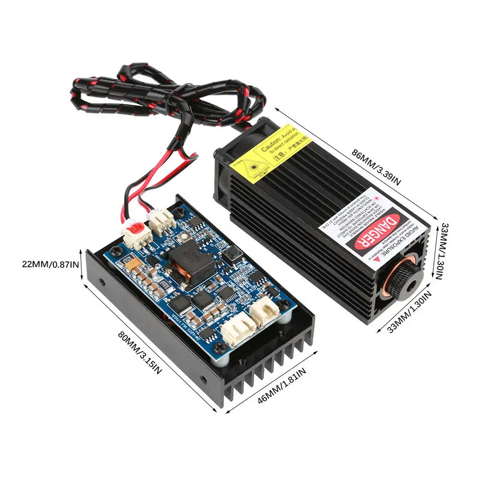 450nm 15W Laser Module W Heatsink Fan Support TTL PWM for DIY Laser Engraver J 450nm 15W Laser Module W Heatsink Fan Support #
