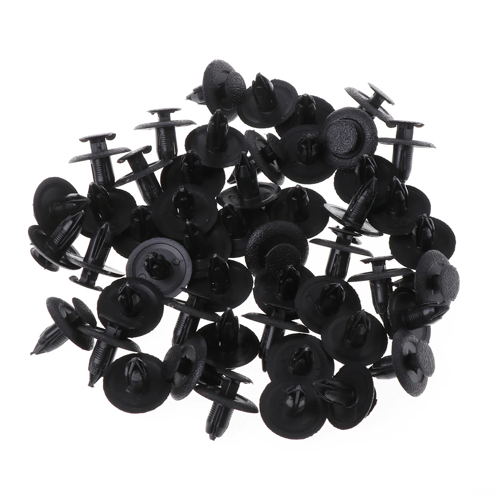 

50 Pcs Black Car Door Fender Trunk Fastener Panel Clips Rivet 6mm Hole For Mazd