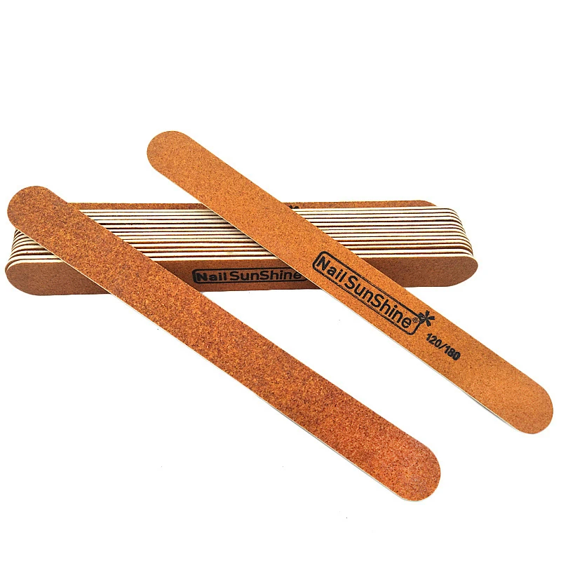 

10 Pcs/Lot Wooden Nail Files Grit 120/180 Brown Sandpaper Double-sided Washable Emery Board Nail Sunshine Sanding Lime Ongles