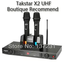 Новая эксклюзивная одежда Рекомендуем Takstar X2 черный UHF Беспроводной микрофон Системы профессиональный караоке инженерно-отдельный микрофон