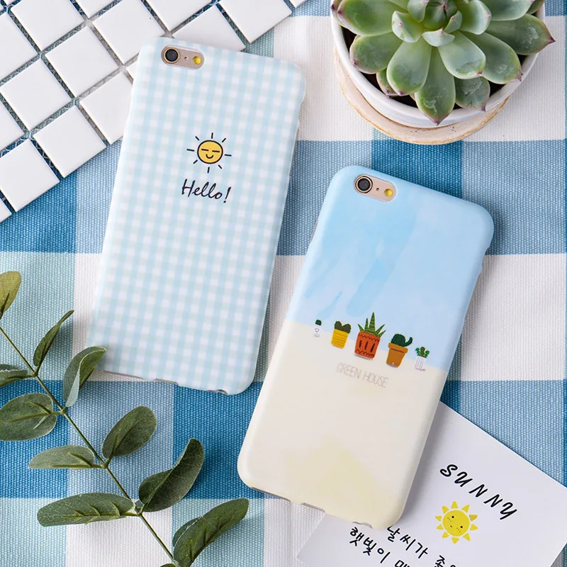 

XBXcase Fresh Little Cactus Sun Case For iPhone X 6 6S Plus 6 Plus 7 7Plus 8 Plus Matte Frosted TPU Silicone Soft Back Cover