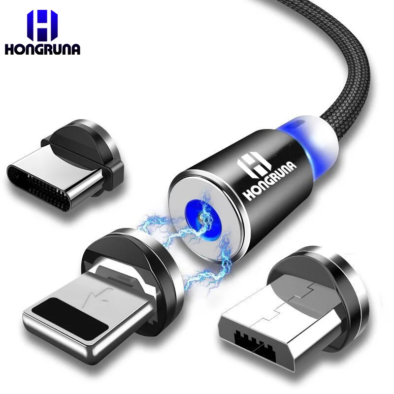 

2m Magnetic Charger Cable Micro USB Type C Lighting Cable 2A Fast Charging Charge USBC/Type-C Wire For iPhone Samsung Cable