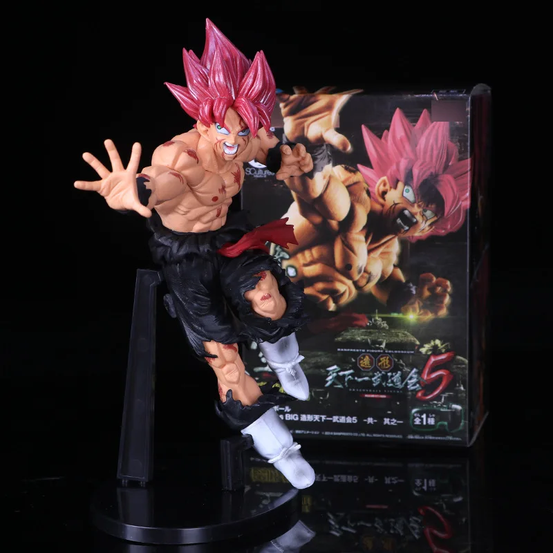 

Dragon Ball Z Son Goku Pink Super Saiyan B Bomb Red Hair Action Figure DBZ ChocolatePVC Collection Model 23cm