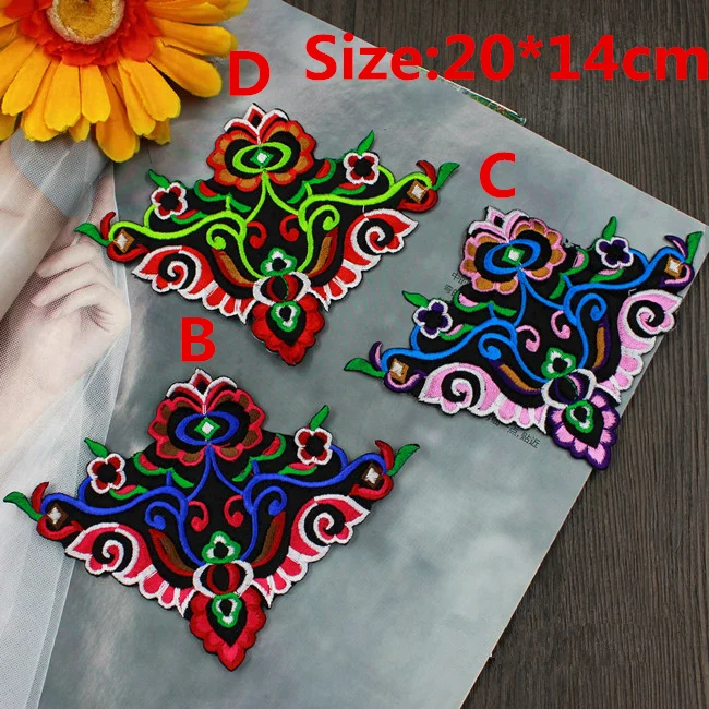 

20*14cm Ethnic Flower Embroidered Patches Ironing-on Clothing Accessories Garment DIY Applique