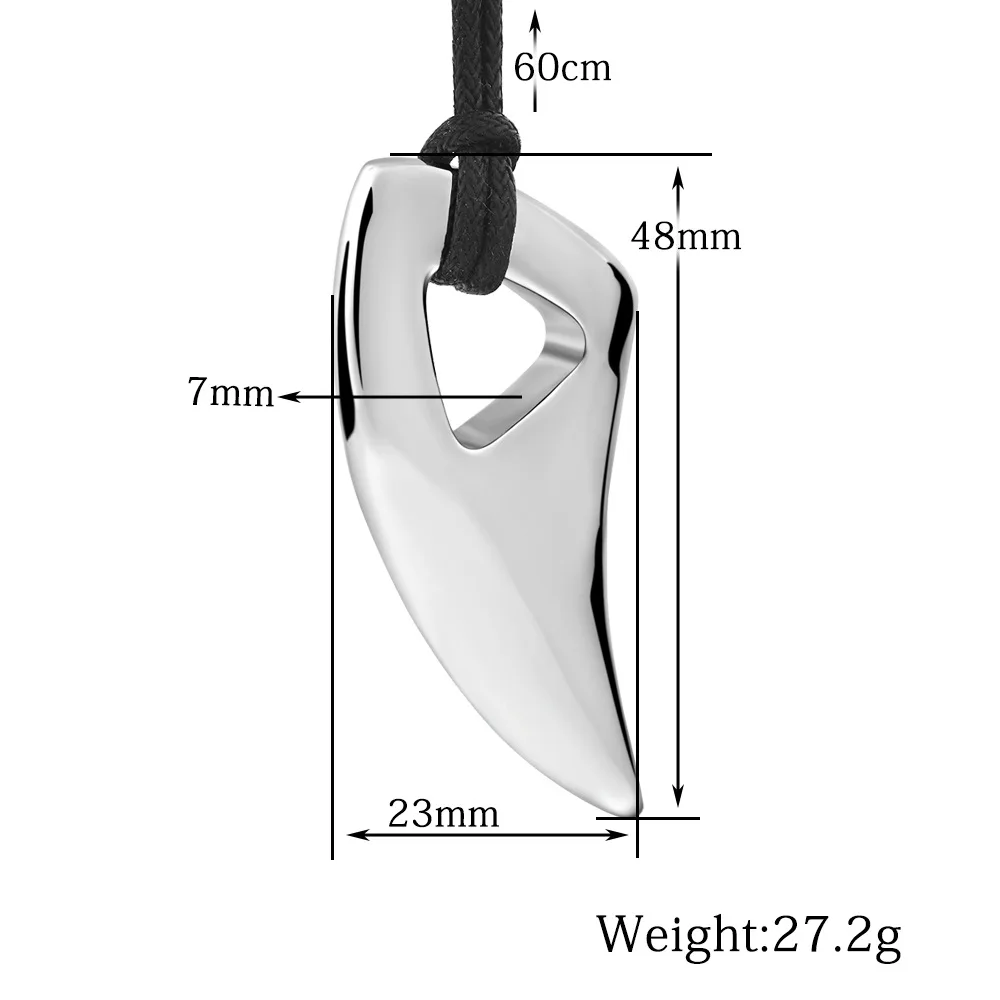 NHGBFT Fashion Black Wolf tooth Stainless Steel Necklace Male Jewelry Punk Biker Mens Pendant Necklaces Dropshipping
