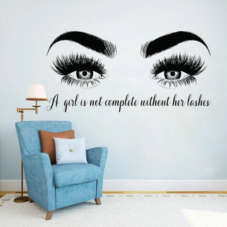 Lashes Eyes Vinyl Wall Sticker Beatuy Salon Quotes Bedroom Removeable Mural Decal Living Room Home Decoration Wall Poster D342 Aliexpress Home Garden