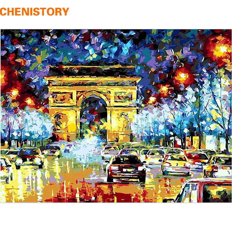 Parisian Nights Arc De Triomphe Painting by Numbers